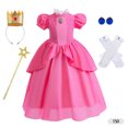 thumbnail image 1 of Vestidos Melocotón para Niña Pendientes Corona Guantes Y Varita Halloween Navidad Carnaval, 1 of 9
