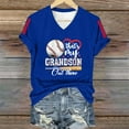 thumbnail image 6 of Blue Womens Blouses Women's Baseball Season Solid Color Sports Top V Neck Loose Short Sleeved Shirt Ladies Tops and Blouses, 6 of 6
