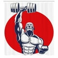thumbnail image 3 of Ambesonne Fitness Shower Curtain, Muscular Man Lifting, 69"Wx75"L, Grey Red White, 3 of 3