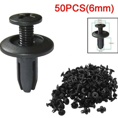 

50pcs Car Body 6mm Hole Dia Plastic Rivets Fastener Fender Bumper Push Pin Clip