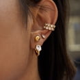 thumbnail image 4 of Faty-T Chunky Open Hoop Earrings for Women Gold Pave CZ Chunky Hoops Sparkly Crystal C Shaped Round Hoop Earrings Cubic Zirconia Thick Hoops Earrings, 4 of 17