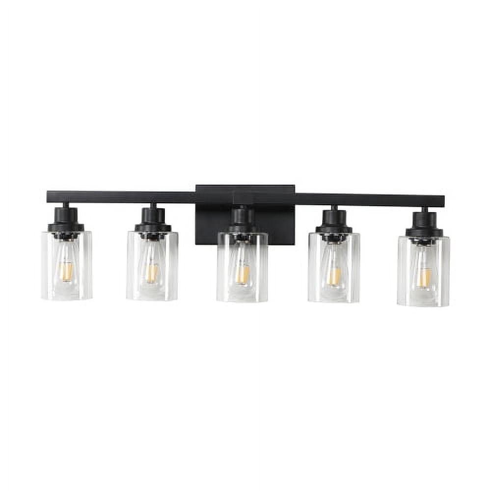 ACE-LIGHTS,5-Lights Rustic Bathroom Light Fixture(Bulbs Not Included),Bathroom Sconce,Farmhouse Vanity Lights Fixture for Bathroom,Dressing room,Living Room,Bedroom(Black)