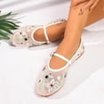 thumbnail image 5 of SuTry Women's Round Toe Mary Jane Flats Floral Embroidery Breathable Mesh Adjustable Buckle Strap Comfortable Cushioned School Office Daily Casual Walking Shoes(38), 5 of 9