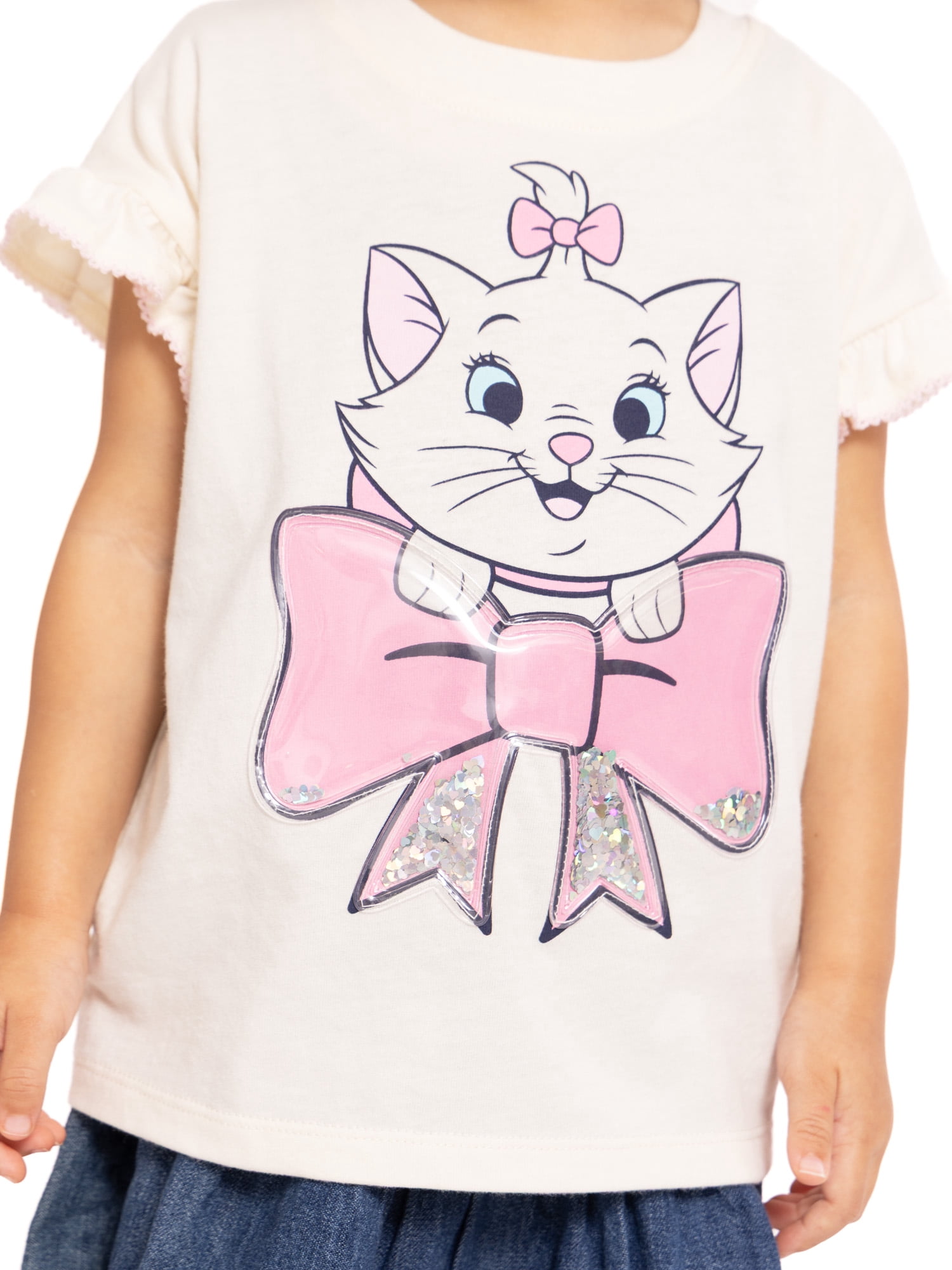 Disney Classics Marie Toddler Girls Ruffle Graphic Tee with Short Sleeves, Sizes 12M-5T