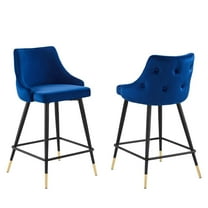 Modway Adorn Performance Velvet Counter Stool Set of 2 in Navy