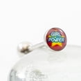 thumbnail image 2 of Surgical Steel Tongue Ring Straight Barbell 14 Gauge  Girl Power Logo, 2 of 4