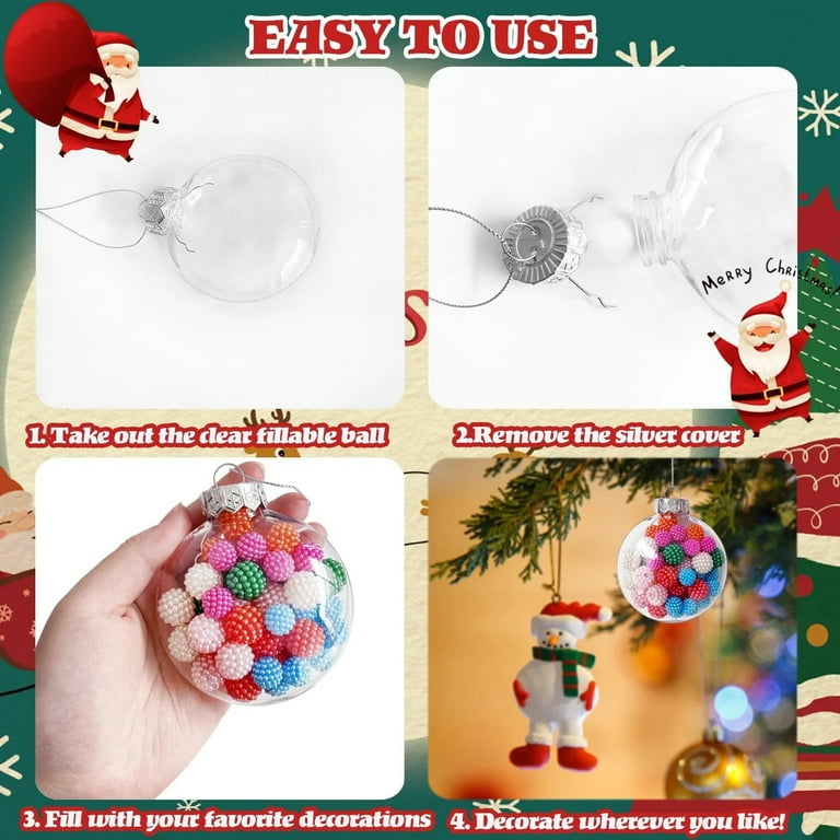 12 Pcs Fillable Christmas DIY Ornaments,Clear Plastic Ornaments