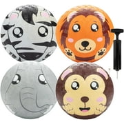 Gaga Ball 5 Inch Playground Balls with Air Pump (4 pk, Animals)- Durable Rubber Balls Official Size for Dodgeball & Handball - Great for Springtime Play, 4 Square & Game to Play at Parties