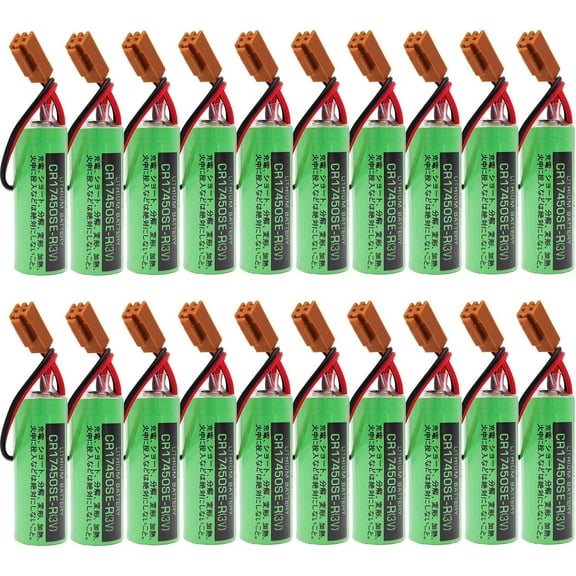 (Pack of 20) 3V 2500mAh CR17450SE-R PLC CNC System Battery with Resistance for SANYO CR17450SE-R / A98L-0031-0012 FANUC CNC with Plug