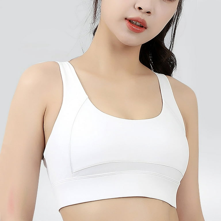 Qiaocaity Women Bras High Support Underwear Women's Sports Underwear  Fitness Yoga Quick-drying Shockproof Vest Running Sports Bra White L 
