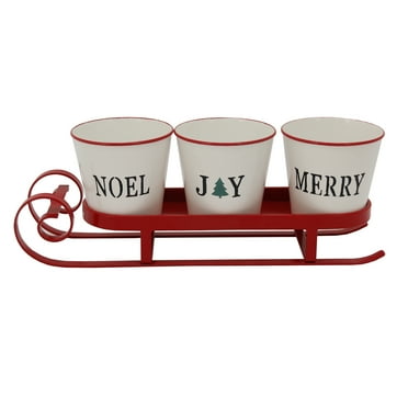 Northlight Sleigh with "Noel", "Joy" and "Merry" Buckets Christmas Centerpiece - 18.75" - Red