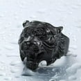 thumbnail image 2 of K-KED Gothic Black Tiger Head Ring Stainless Steel Men's Animal Tiger Biker Ring Punk-8, 2 of 6