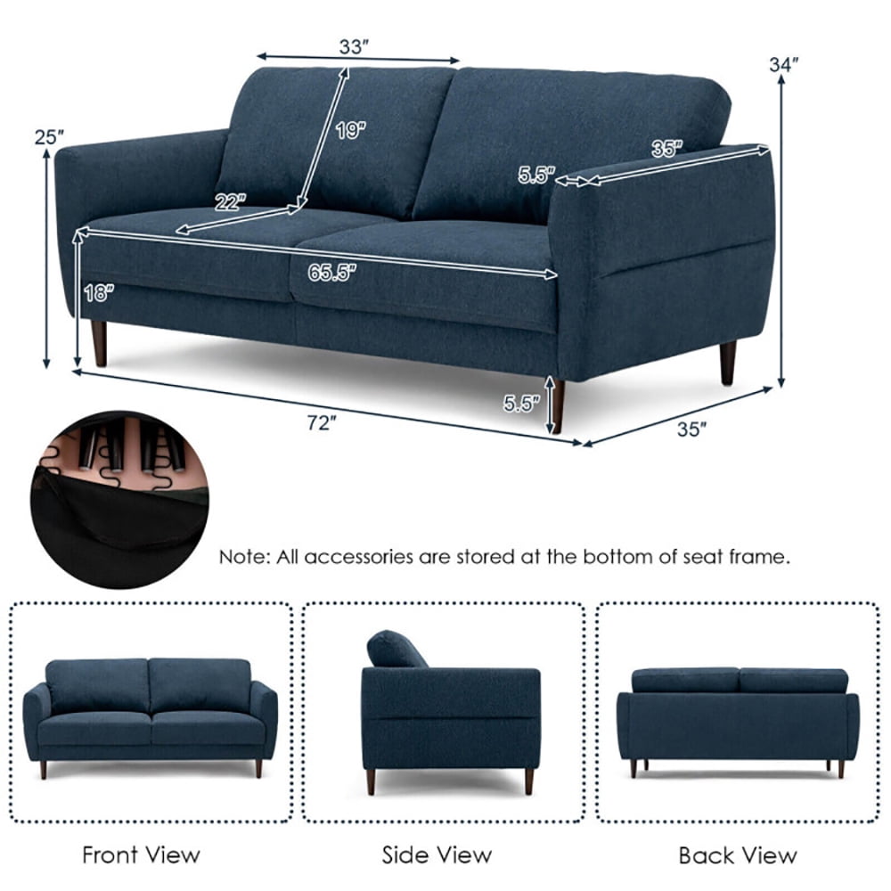 Finihen Loveseat Sofa, Modern Loveseat Sofa Couch, 72 Inch Small Fabric Loveseat Sofa Couch with Wood Legs, for Living Room, Bedroom, Navy Finihen Loveseat Sofa, Modern Loveseat Sofa Couch, 72 Inch Small Fabric Loveseat Sofa Couch with Wood Legs, for Living Room, Bedroom, Navy