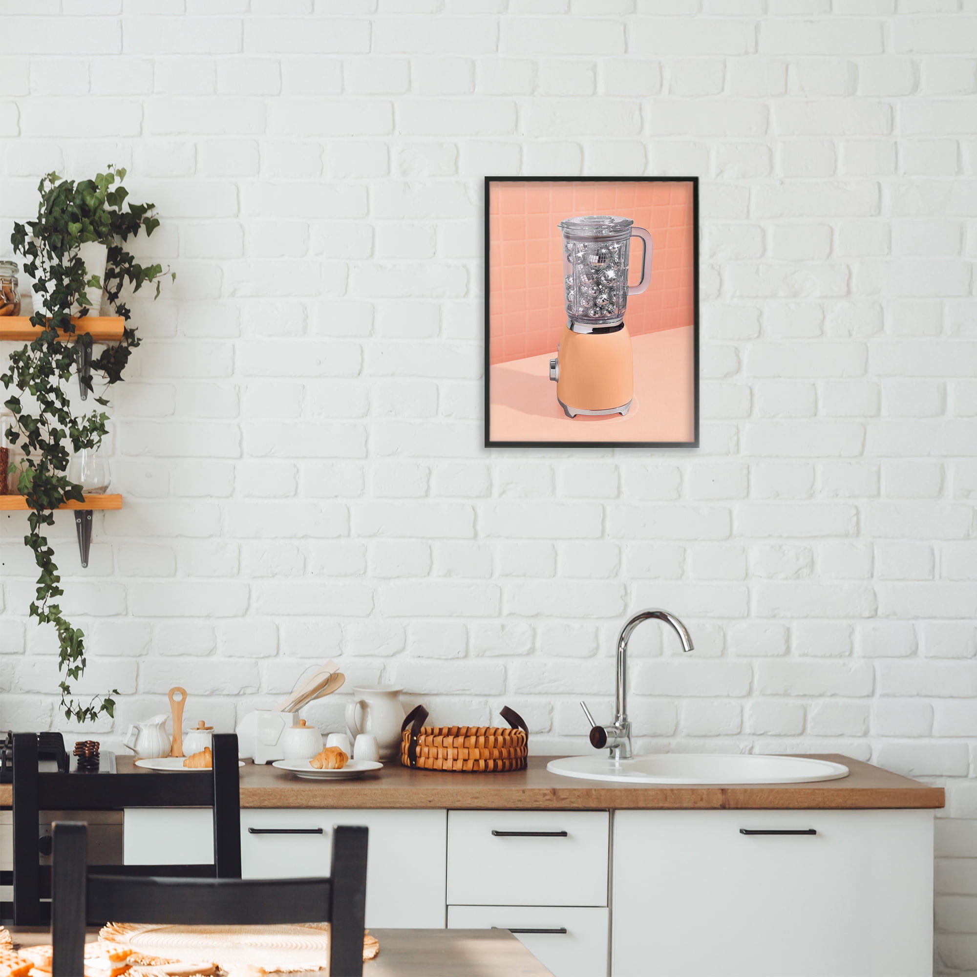 Stupell Industries Disco Drink Blender over Orange Black Framed Giclee Art, design by LISH Creative