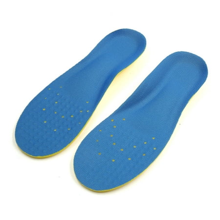 1 Pair S Blue Surface Yellow Foam Sports Arch Support Insoles Shoes Pad