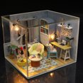 thumbnail image 1 of Kit de Maison de Poupée Miniature Bricolage Kit de Construction de Maison de Poupée à DEL Kit de Fabrication de Petite Maison, 1 of 9