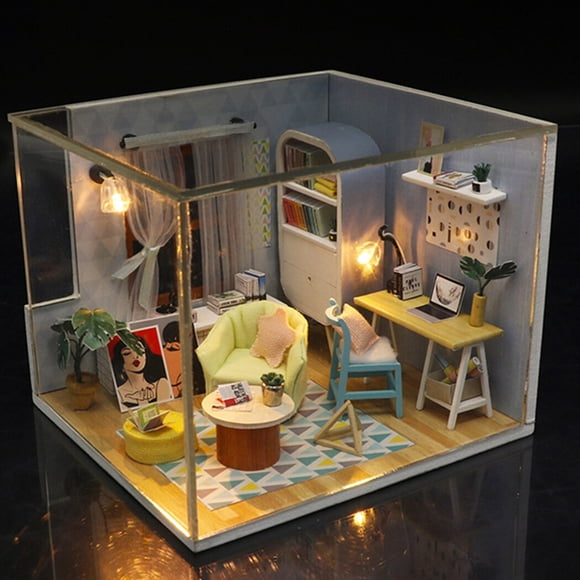 Miniature Dollhouse Kit DIY LED Dollhouse Building Kit Small House Making Kit