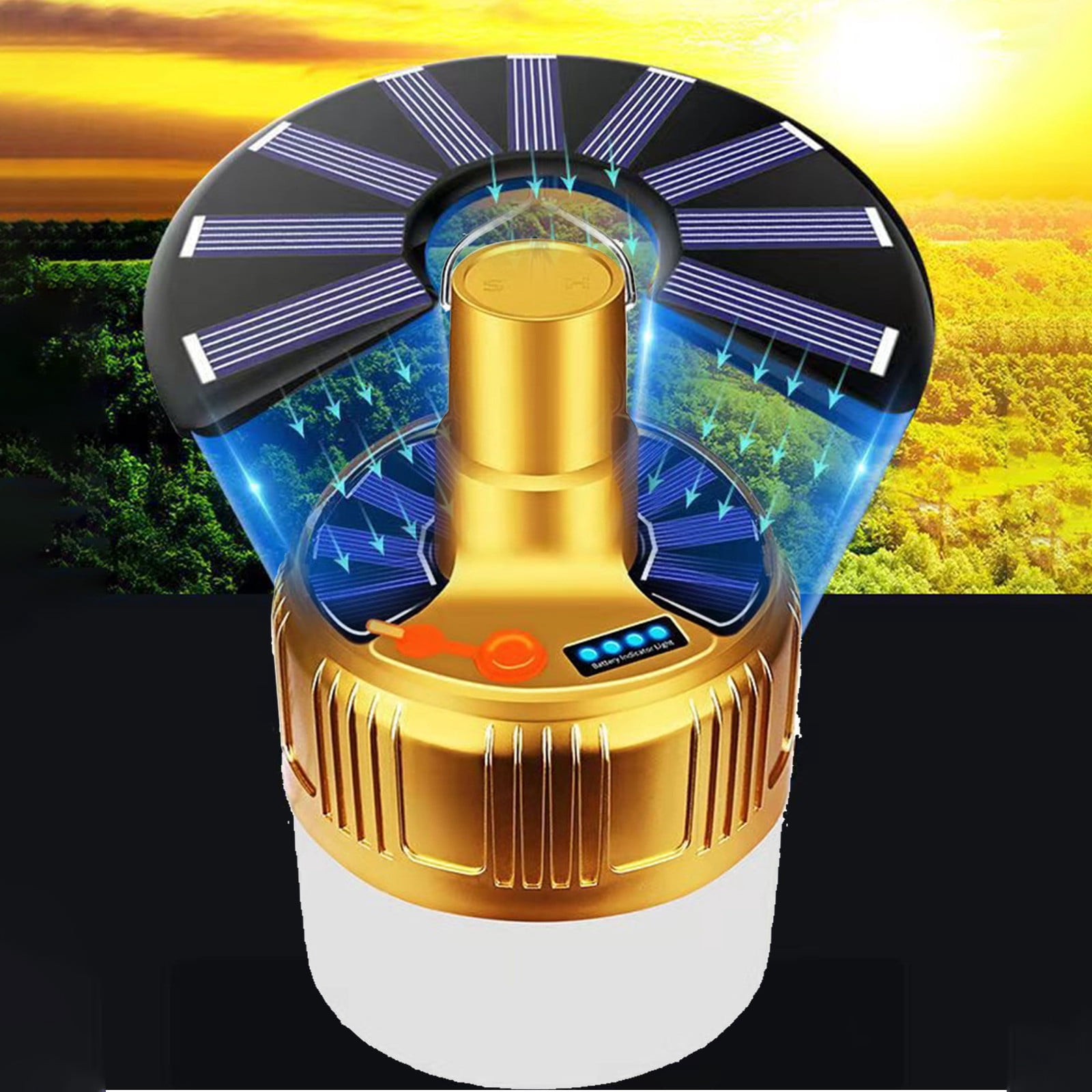 Infidev Super Bright Solar Rechargeable Bulb, 60W LED Camping Light with USB Charging and Remote Control for Outdoor Home Lighting