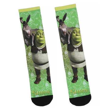 Shrek Donkey and Shrek Sublimated All Over Print Crew Socks