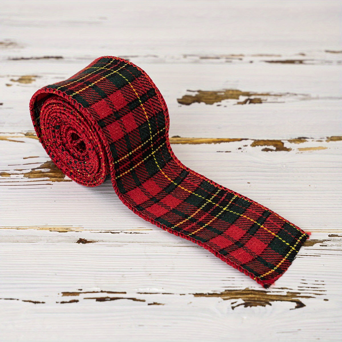 Dalrosia Christmas Wired Edge Ribbons Burlap Fabric Ribbon Roll Black Red White Buffalo Plaid Ribbon Wide Craft Ribbon Xmas Tree Crafts Decoration DIY Gift Wrap,2 Inch X 5 Yards Each Roll