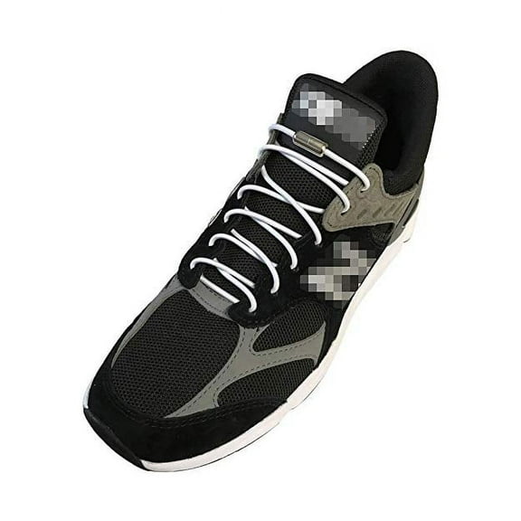 4 Pairs Black Lazy No Tie Tieless Elastic Lock Laces ShoeLaces Strings for Kids Adults Sneakers Canvas Jogging Running Sports