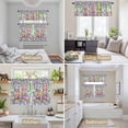 thumbnail image 6 of Blue Purple Gnomes Kitchen Curtains Sets for Windows 36 Inch Length, Spring Hydrangea Flower Leaf Green Plaid Rod Pocket Window Treatments Tier Curtains and Valances Set for Bedroom/Bathroom, 6 of 8