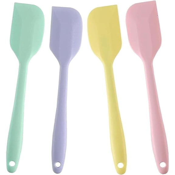 4 PCS Mini Silicone Spatulas 8.2 Inch Rubber Spatula Small Baking Mixing Tool for Nonstick Cookware, Cooking Macaron colors(Purple Green Pink Yellow) - Multi-Functional High-Efficiency