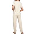 thumbnail image 6 of ZROVA Women's 2-Pack Summer Pajama Sets (4 Pieces) - Solid Color Short Sleeve Top & Long Pants Loungewear, Comfortable Casual Sleepwear for Home & Travel, 6 of 7