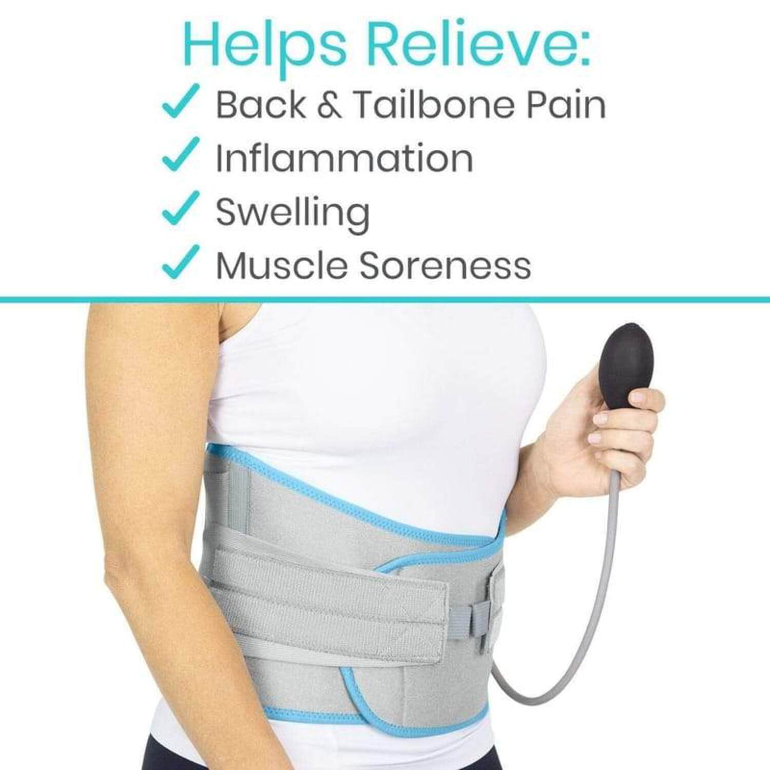 Arctic Flex Wearable Ice Pack Back Brace with Air Pump – Reusable Hot & Cold Gel Pack Belt for Lower Back Pain Relief, Sciatica, Injuries, and Compression Therapy for Men & Women