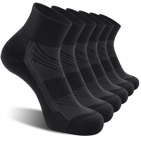 Pack de 6 calcetines de tobillo CelerSport para hombre con cojín, color negro
