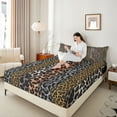 thumbnail image 4 of Manfei Leopard Cheetah Print Queen Sheet Sets, Grey Brown Geometric Abstract Flat Sheet, Modern Fashion Queen Fitted Sheet, Super Cozy Room Decor, 4-Piece, 4 of 7