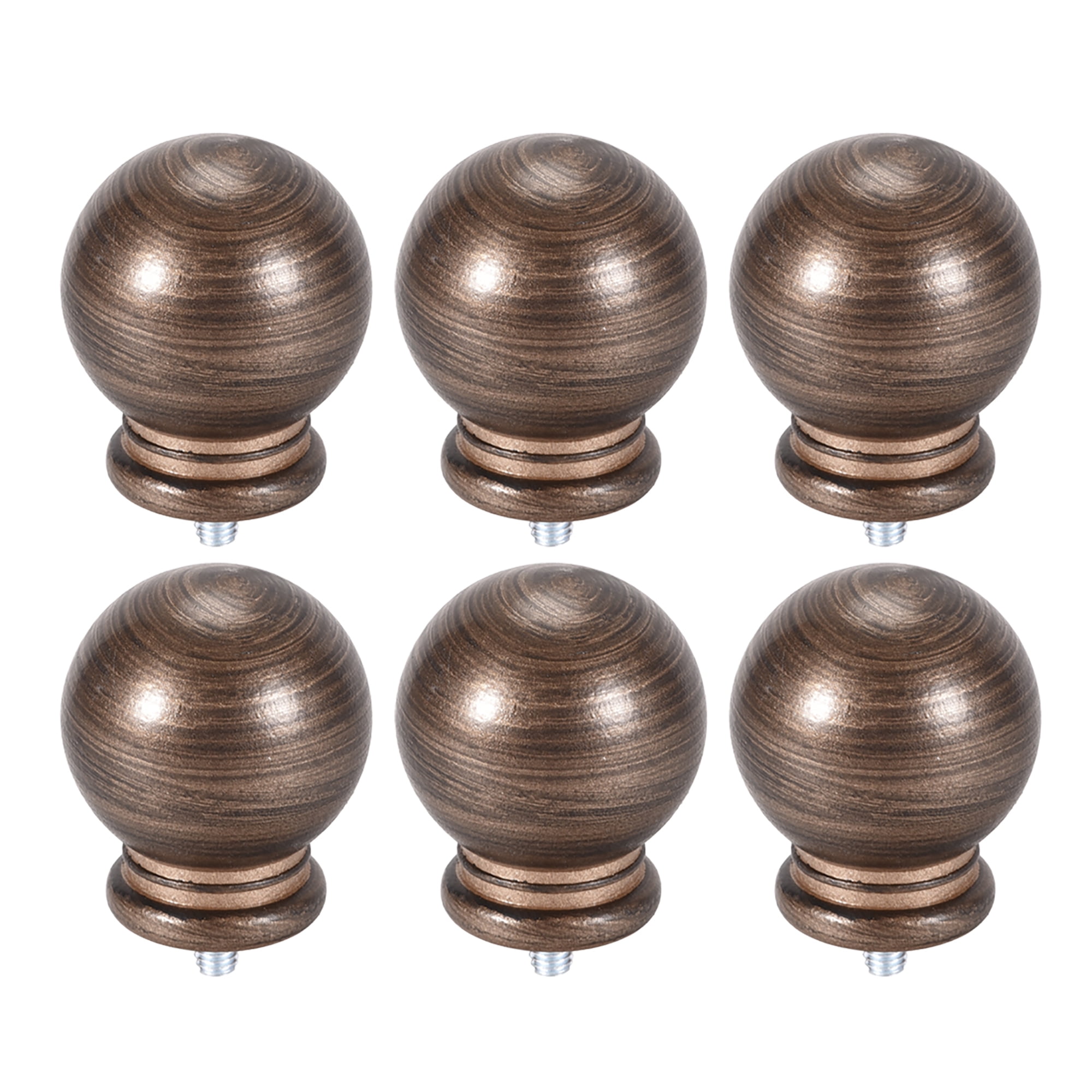 Uxcell 49x34mm Curtain Rod Finials Plastic Brown 6Pack