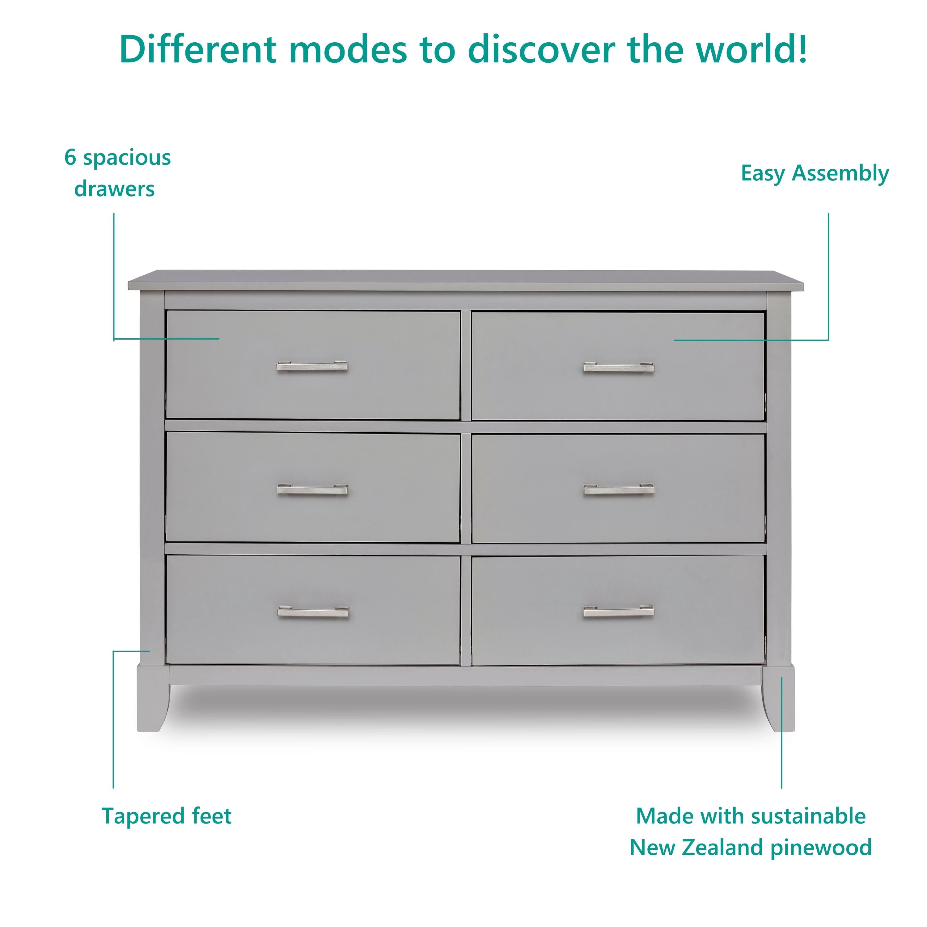 Dream On Me Universal Double Dresser in Metallic Grey Model #599-MGREY