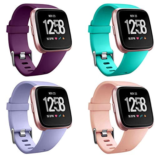 QIBOX Leather Bands Compatible with Fitbit Versa/Versa 2 Slim Vintage Leather Band Replacement Strap Women Man Wristband Accessories Compatible with Fitbit Versa 2 Smartwatch 
