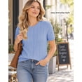 thumbnail image 5 of QUALFORT Women’s Short Sleeve Cable Knit Sweater, Crew Neck Lightweight Pullover, Blue, Size XL, 5 of 7