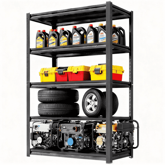 72" H x 36"W Metal Garage Shelving Unit, 5-Tier Heavy Duty Garage Storage Shelves, 3000 lbs Adjustable Industrial Shelving, Standing Shelf Units for Warehouse, Kitchen, Basement, Double-Layer Columns