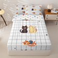 thumbnail image 2 of Manfei Cute Cat Zipper Queen Comforter Set with Fitted Sheet and 2 Pillowcases, Cartoon Grid Plaid Zipper Bedding Set, White, Polkadot Reversible, 4-Piece, 2 of 7
