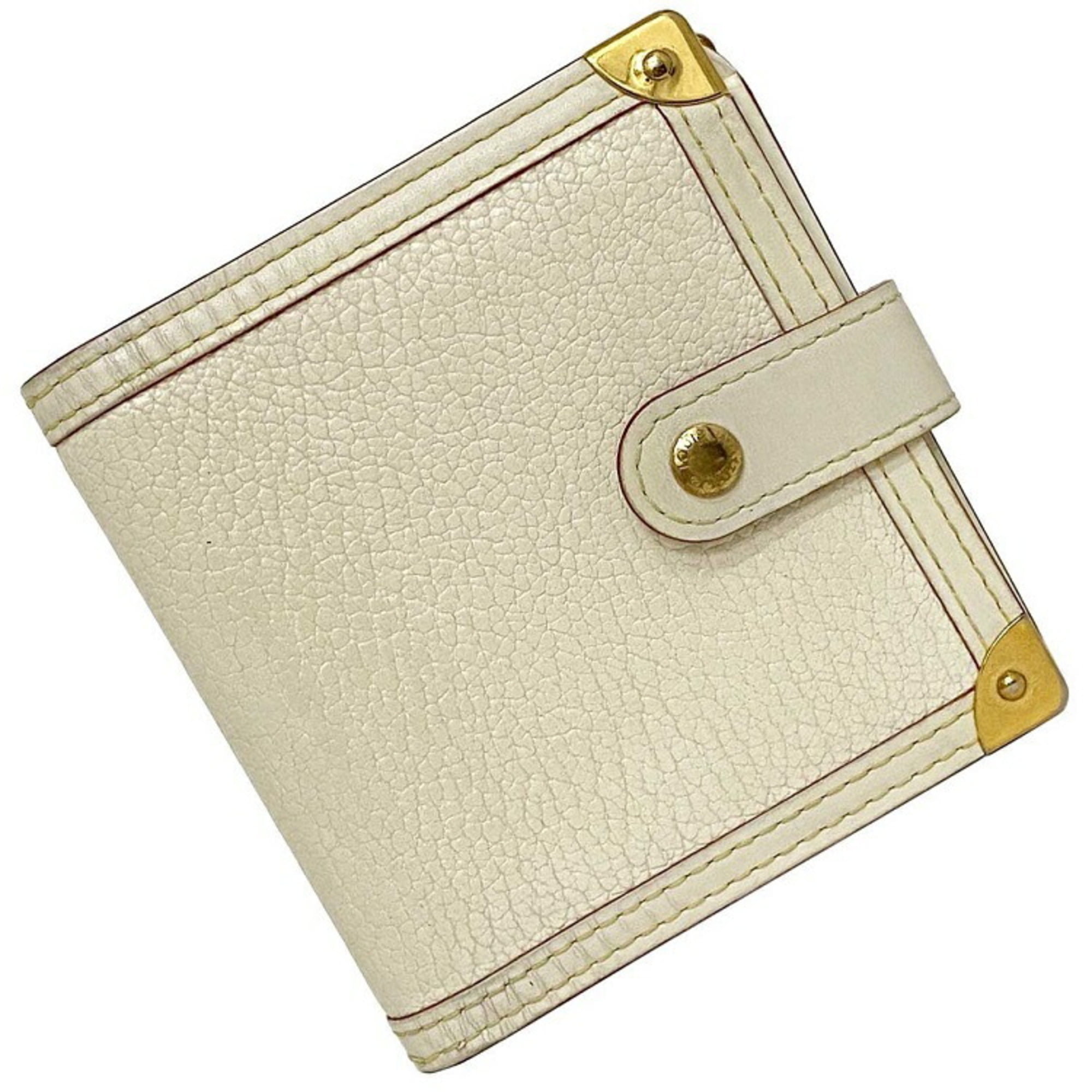 Authenticated Used Louis Vuitton Bifold Wallet Zip White Gold Bron Suhari  M91831 Leather MI0015 LOUIS VUITTON Coin Purse Women's LV 