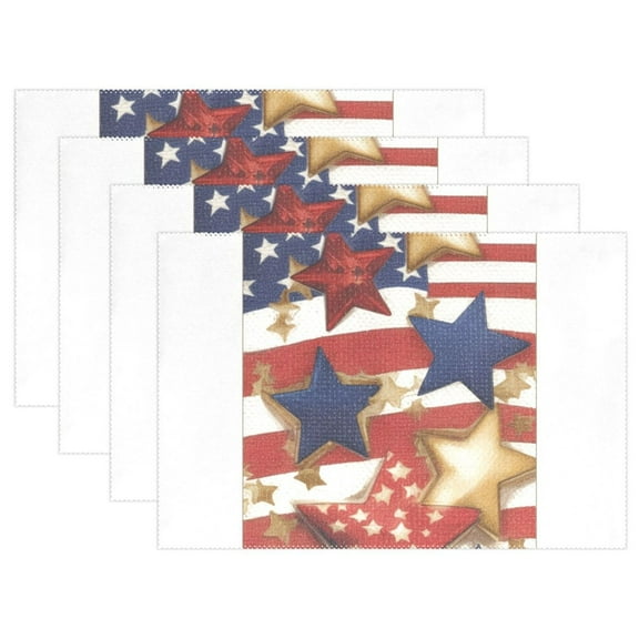 American Flag Stars 12×18 inch Placemats Heat Resistant Washable Foldable Rectangular Placemats Set Decoration Indoor Outdoor for Kitchen Dining Table 1PC