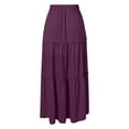 thumbnail image 4 of Dpytoraw Women's Summer Layered Skirt With Wooden Ear Trim High Waist Elastic Lace Skirt With Ruffled Edge Women’s Plaid Pleated School Skirt Purple, 4 of 4