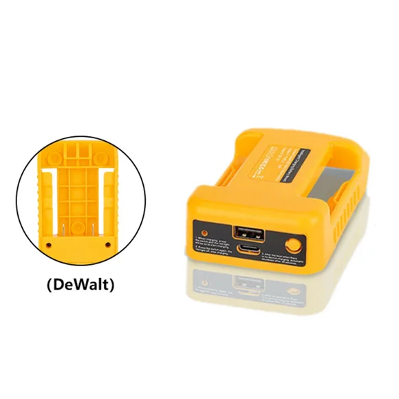 Portable Charger Adapter For De/walt 20V Li-ion Battery with USB Type-C Battery Holder USB Charger