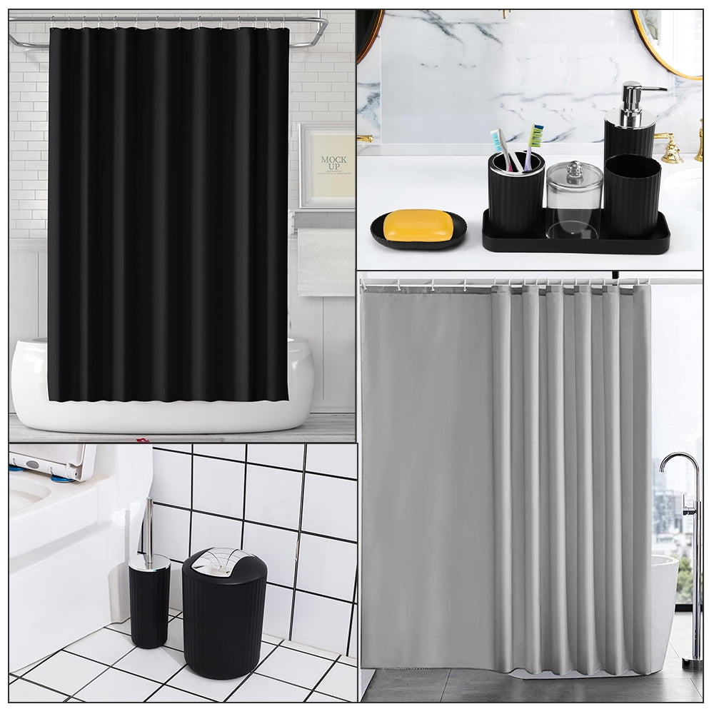 Bathroom Accessories Set, 10Pcs Bathroom Set - Waterproof Shower Curtain Set with Hook (71"×71"), Toothbrush Cup/Holder, Soap Dispenser, Soap Dish, Toilet Brush, Qtip Holder & Trash Can