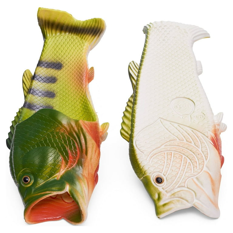 Coddies Fish Flip Flops | The Original Fish Slippers | Funny Gift, unisex Sandals, Bass Slides, Pool, Beach & Shower Shoes | Men, Women & Kids