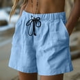 thumbnail image 2 of Admvng Women's Summer Casual Cotton Linen Plus Size Drawstring Shorts Elastic Waist Loose Shorts with Pockets, 2 of 9