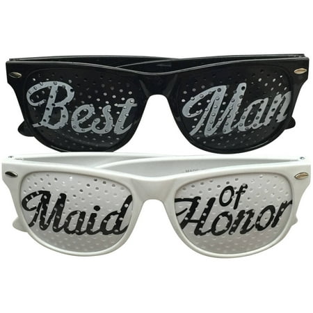 Maid of Honor and Best Man Wedding Party Sunglasses, Set of (Best Sunglasses For Bright Sun)