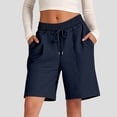 thumbnail image 2 of Shorts for Women Lightweight Breathable Comtable Loose Cotton Casual Pants Drawstring Sports Pants Women Shorts Navy M, 2 of 8
