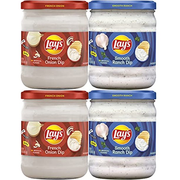 Lays Dip Variety Pack, French Onion & Smooth Ranch, 15 Oz Jars, 4 Count