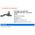 thumbnail image 2 of Front Right Lower Ball Joint - Compatible with 2002 - 2010 SC430 2003 2004 2005 2006 2007 2008 2009, 2 of 2