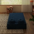 thumbnail image 2 of Resenkos Modern Floor Sofa Bed with 2 Pillows, Convertible Plush Sleeper & Full Folding Mattress, No Assembly, Blue, 2 of 13