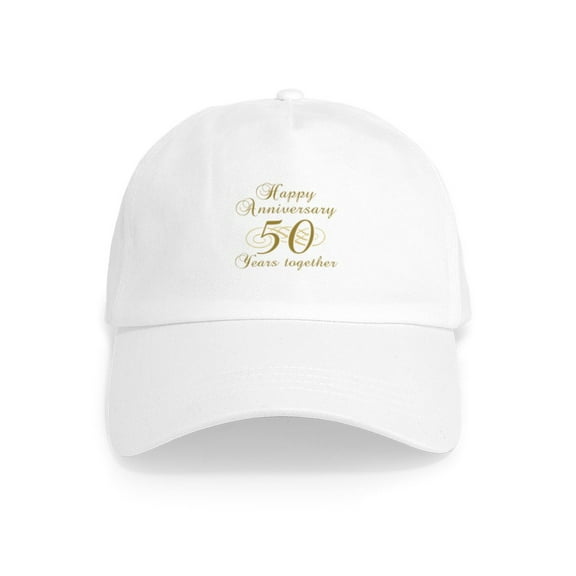 CafePress - 50Th Anniversary (Gold Script) Cap - Adjustable 100% Brushed Unisex Casual Cotton Baseball Cap, Beige, 1
